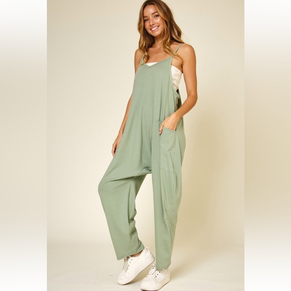 Cotton Harem Jumpsuit with Pockets